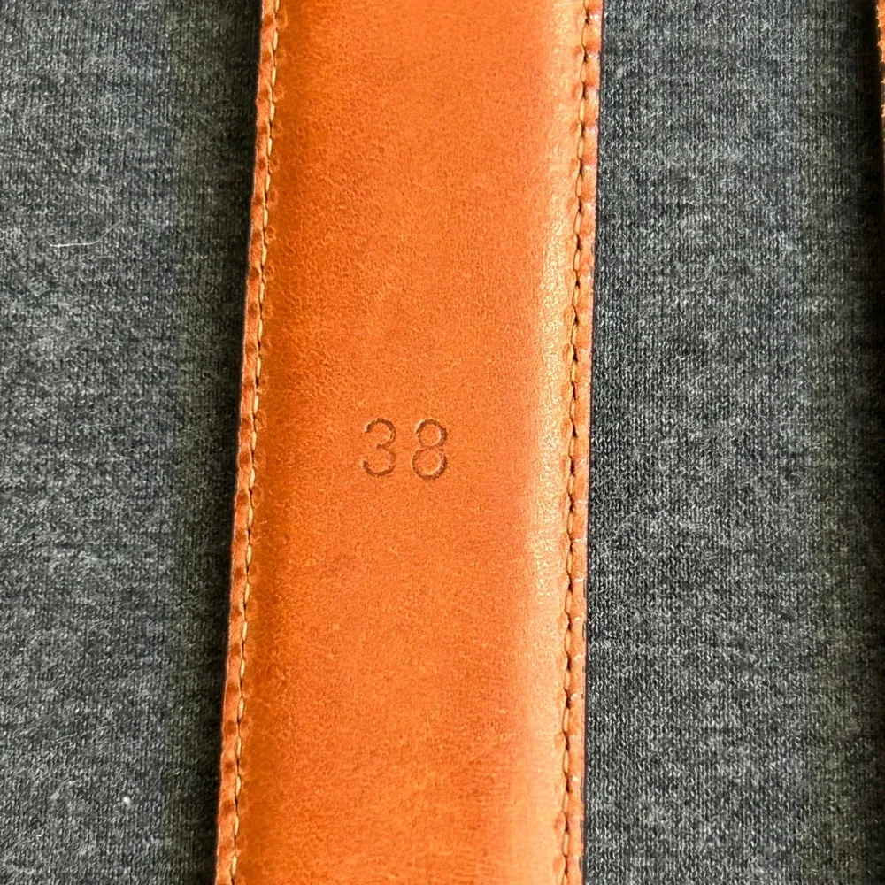 Polo Ralph Lauren Leather Belt Men's Size 38 Brown Made in Italy Silver Buckle